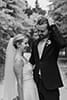 bride and groom smiling in black and white shot- Hawke's Bay Wedding