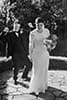 bride and groom happily cheering after their wedding ceremony